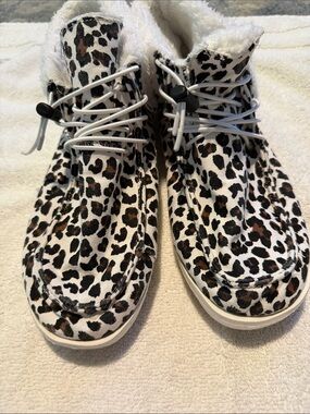 Outwoods Leopard Print Faux Fur Lined Women's Ankle Slippers - White/Brown/Black